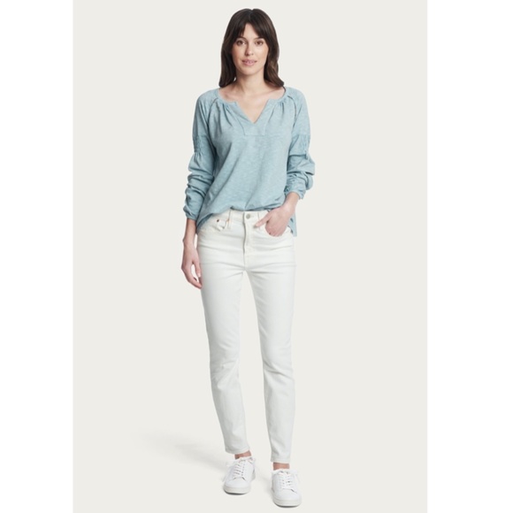 NWT Frye Boho Smocked Knit Peasant Blue Top L - Picture 2 of 11